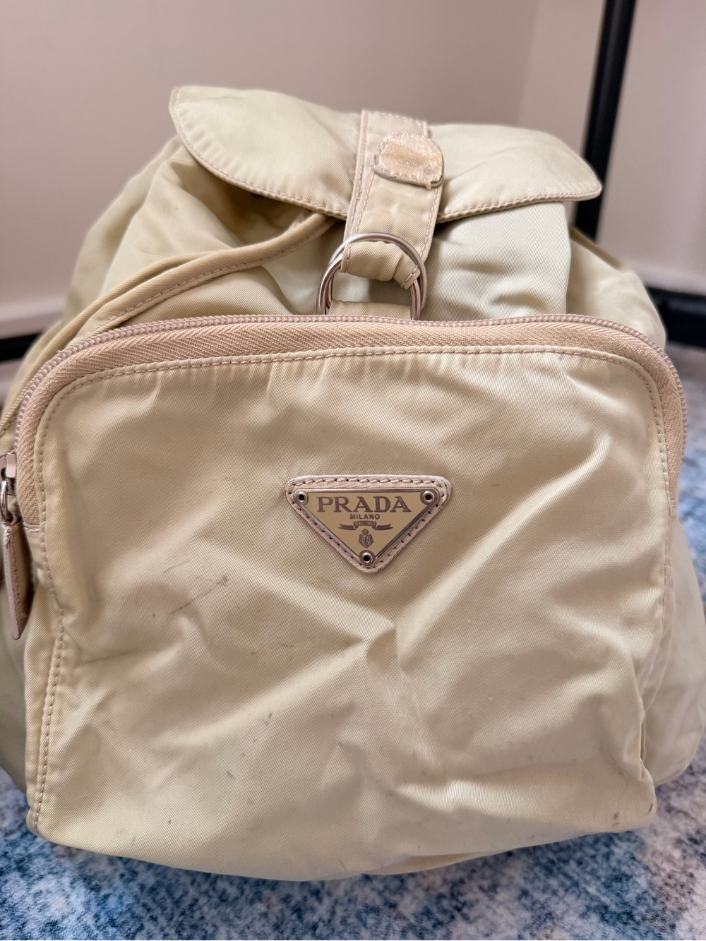 Prada Light Beige Nylon Drawstring Backpack - Picture 2 of 10